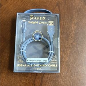 Poppy Twilight Dream USB-A to Lightning Cable - Blue